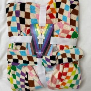 Pride Target Robe Mens XXL Checker Rainbow Terry Bathrobe Unisex